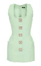 Moda Operandi Balmain Button-detailed Tweed Mini Dress