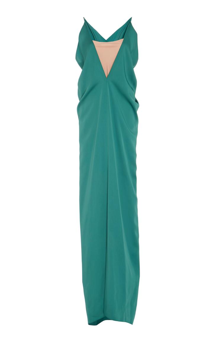 Paule Ka Draped Satin Illusion Gown