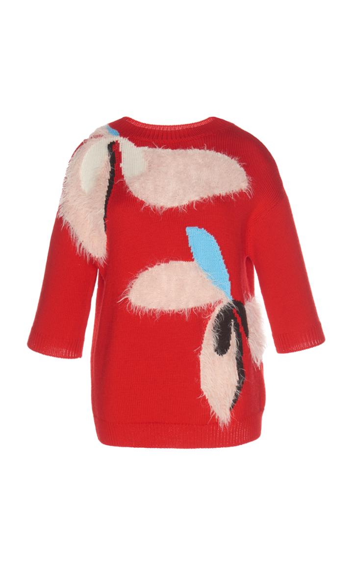 Delpozo Short Sleeve Flower Sweater