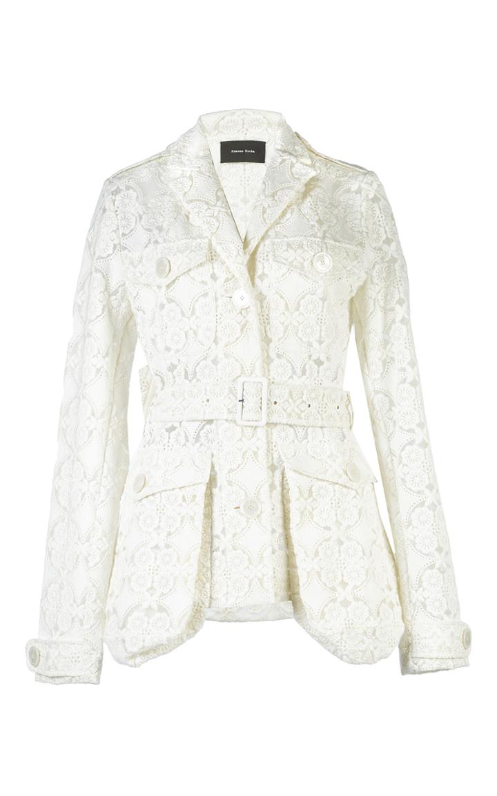 Simone Rocha Organdy Lace Fitted Hanging Pocket Jacket