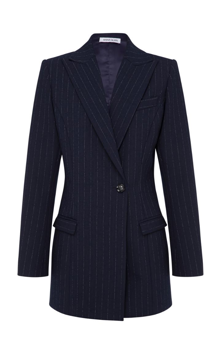 Anna Quan Sienna Pinstriped Crepe Blazer