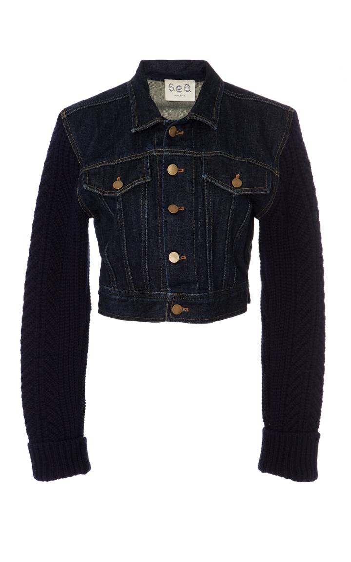Sea Sweater Sleeve Denim Jacket
