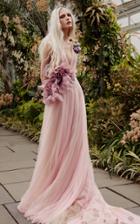 Vera Wang Primrose Hand Draped French Tulle V-neck Gown