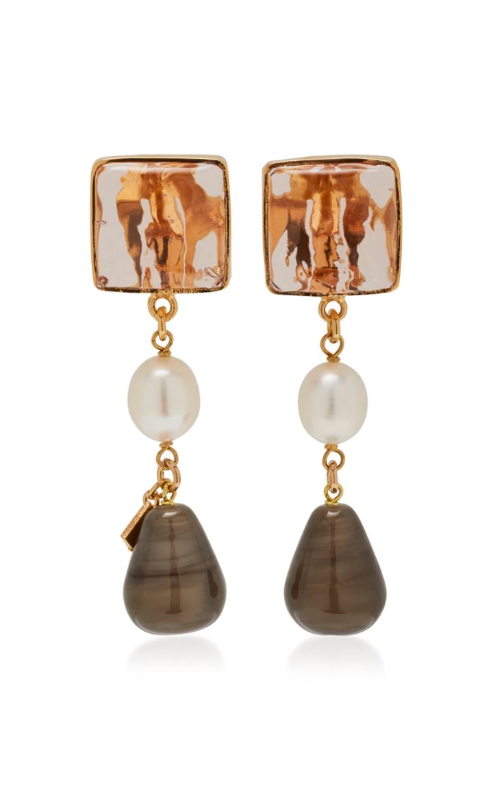 Moda Operandi Loulou De La Falaise 24k Gold-plated, Glass And Pearl Earrings