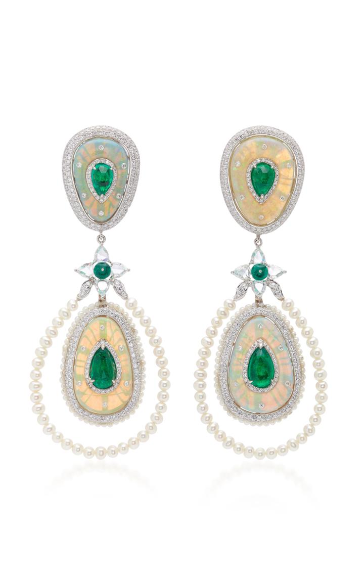 Saboo Aura 18k White Gold Multi-stone Earrings