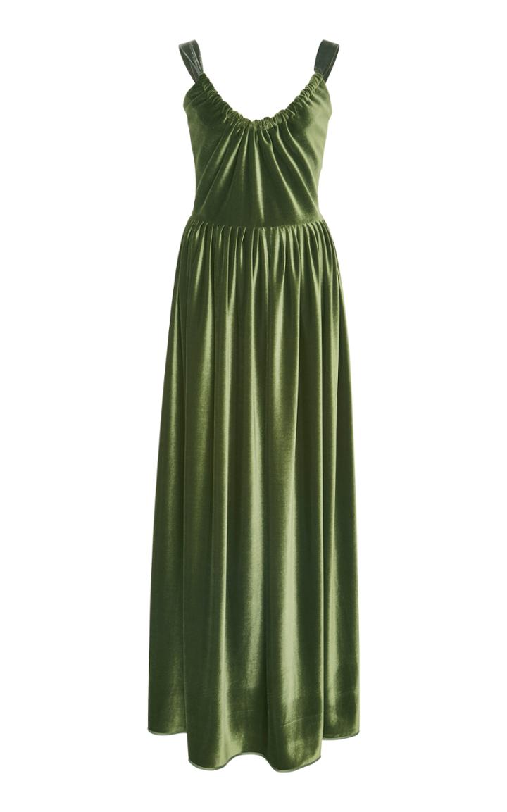 Luisa Beccaria Belted Velvet Dress