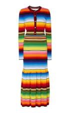 Carolina Herrera Cotton Blend Striped Knit Dress