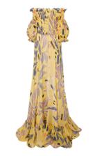 Leal Daccarett Pitaya Off-the-shoulder Chiffon Dress