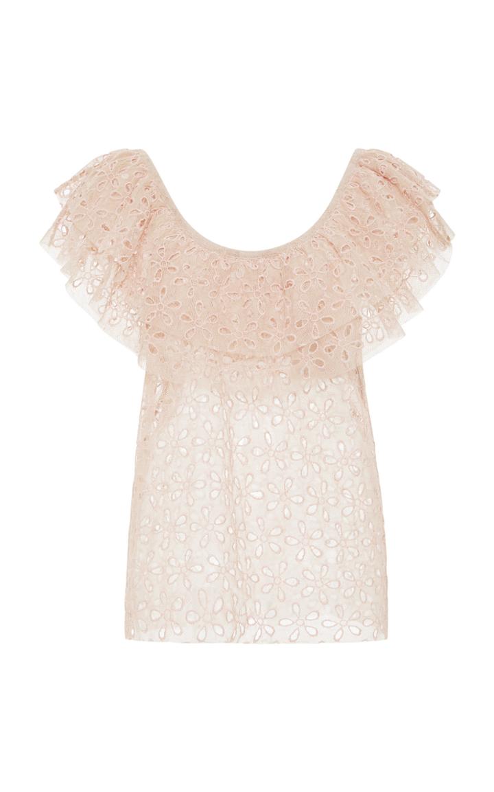 Luisa Beccaria Embroidered Eyelet Top
