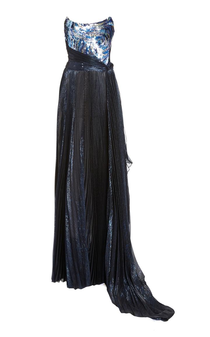 Moda Operandi Oscar De La Renta Strapless Two-tone Plisse Gown