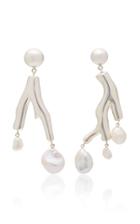 Agmes Baroque Coral Sterling Silver And Pearl Earrings