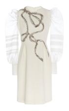 Dice Kayek Bead Embroidered Wool Dress With Chiffon Sleeves