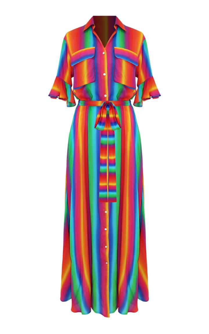 All Things Mochi Leilani Tie-front Striped Voile Maxi Dress