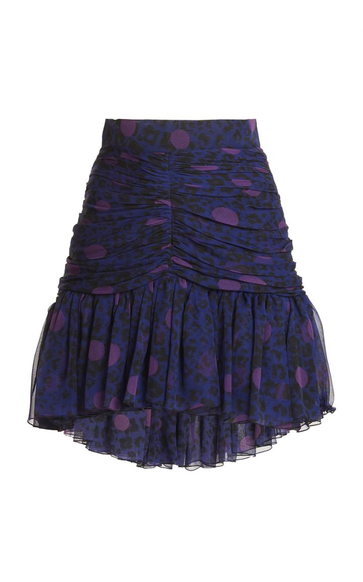 Moda Operandi Nervi Bleu Ruffle-trimmed Printed Skirt