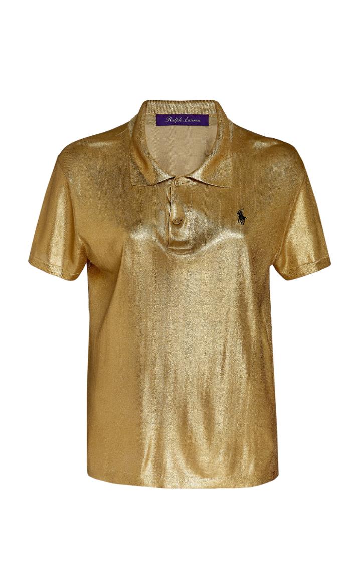 Ralph Lauren Silk Lam Polo Top