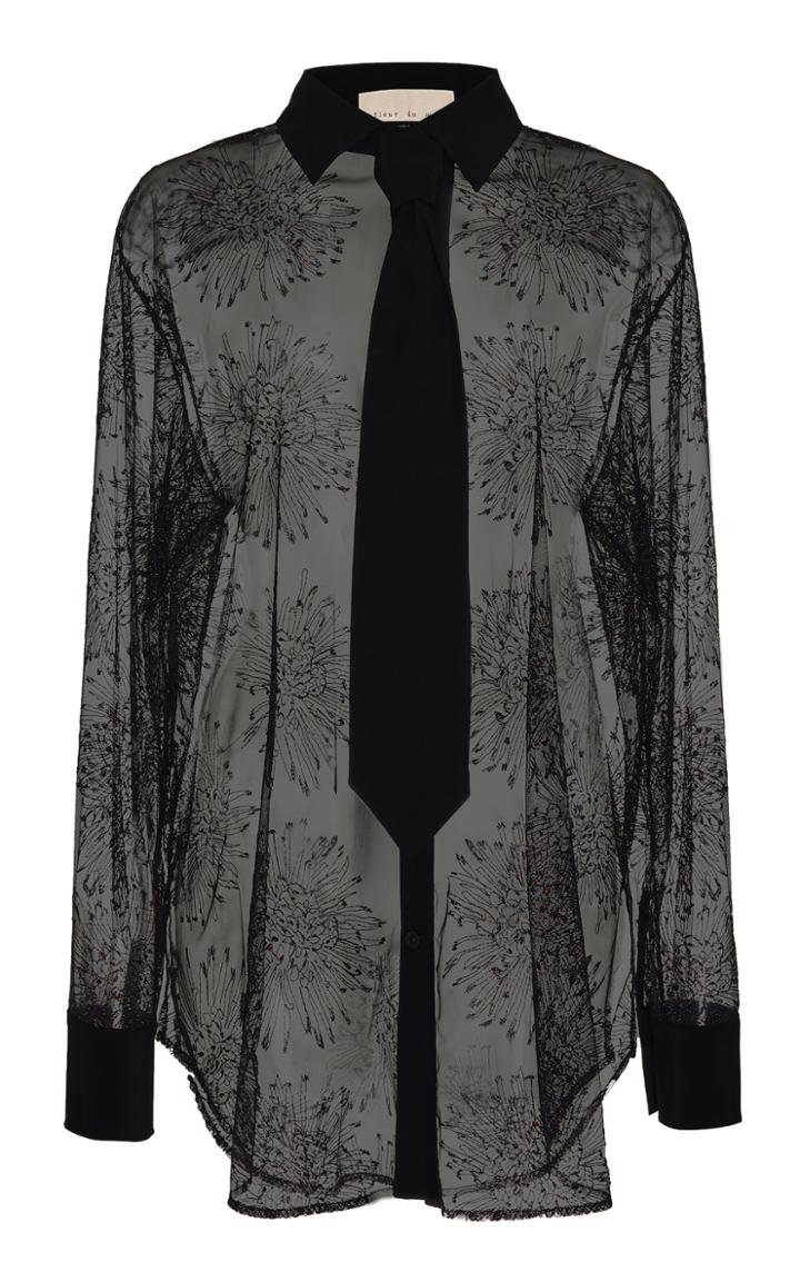 Fleur Du Mal Tuxedo Tulle Blouse