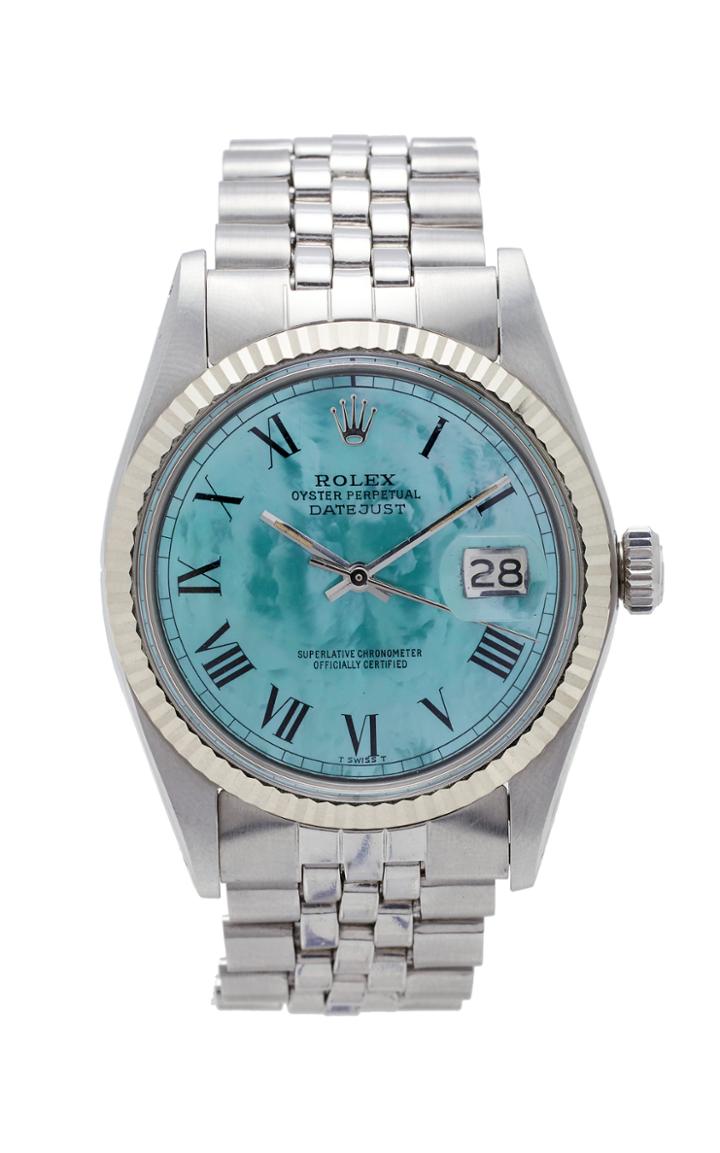 Vintage Watches Rolex Datejust Aqua Green Pearlized Roman Dial