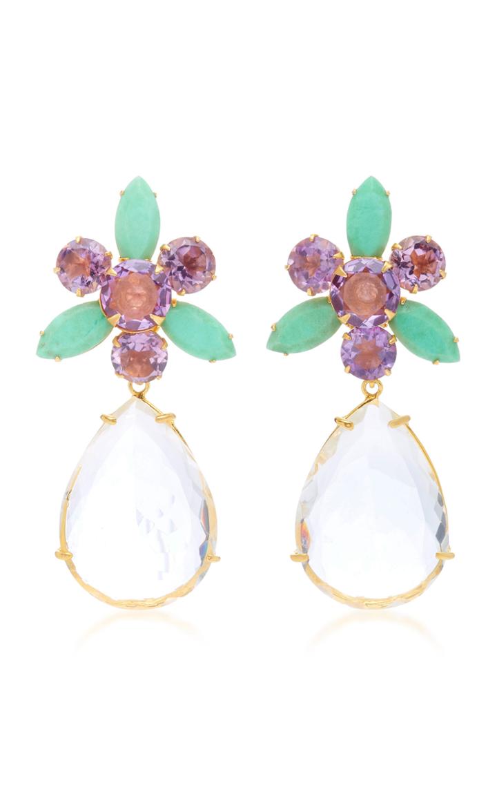 Bounkit Amethyst Chrysoprase And Quartz 14k Gold-plated Brass Drop Earrings
