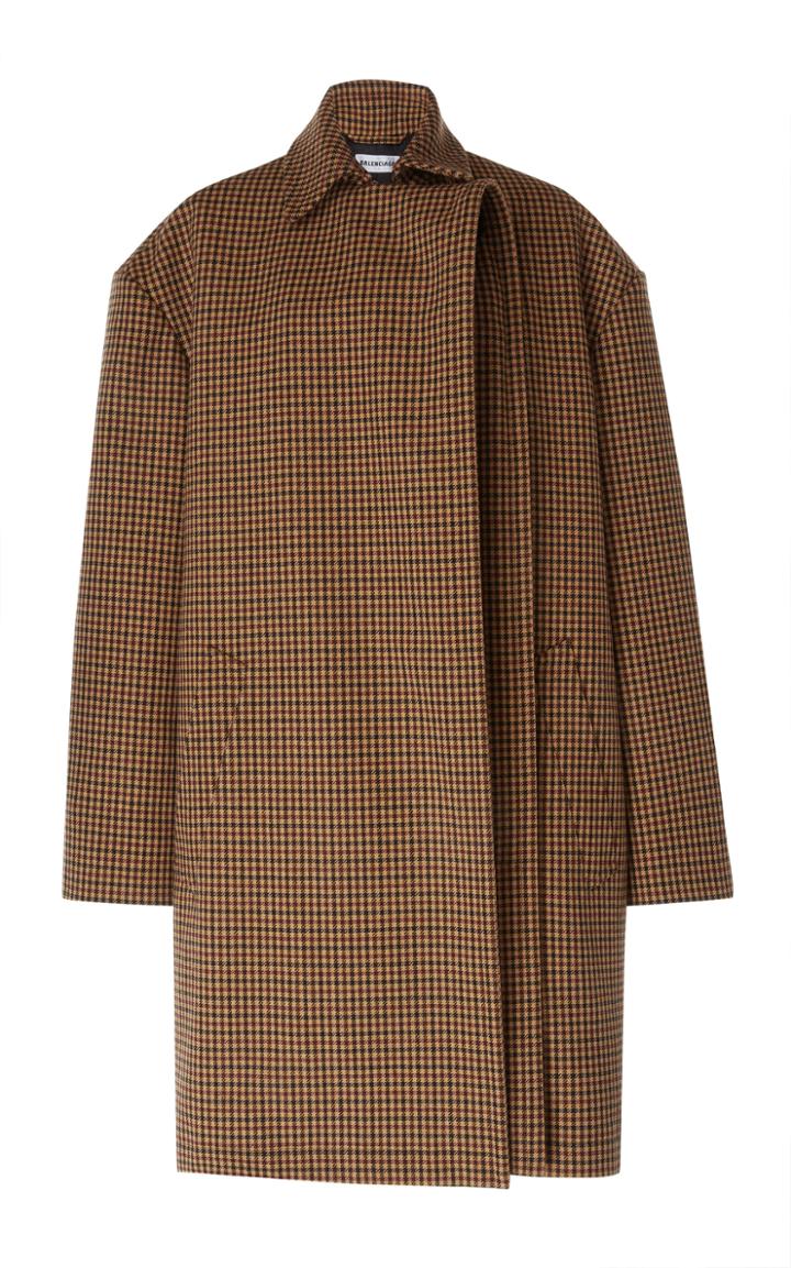 Balenciaga Oversized Houndstooth Wool Coat