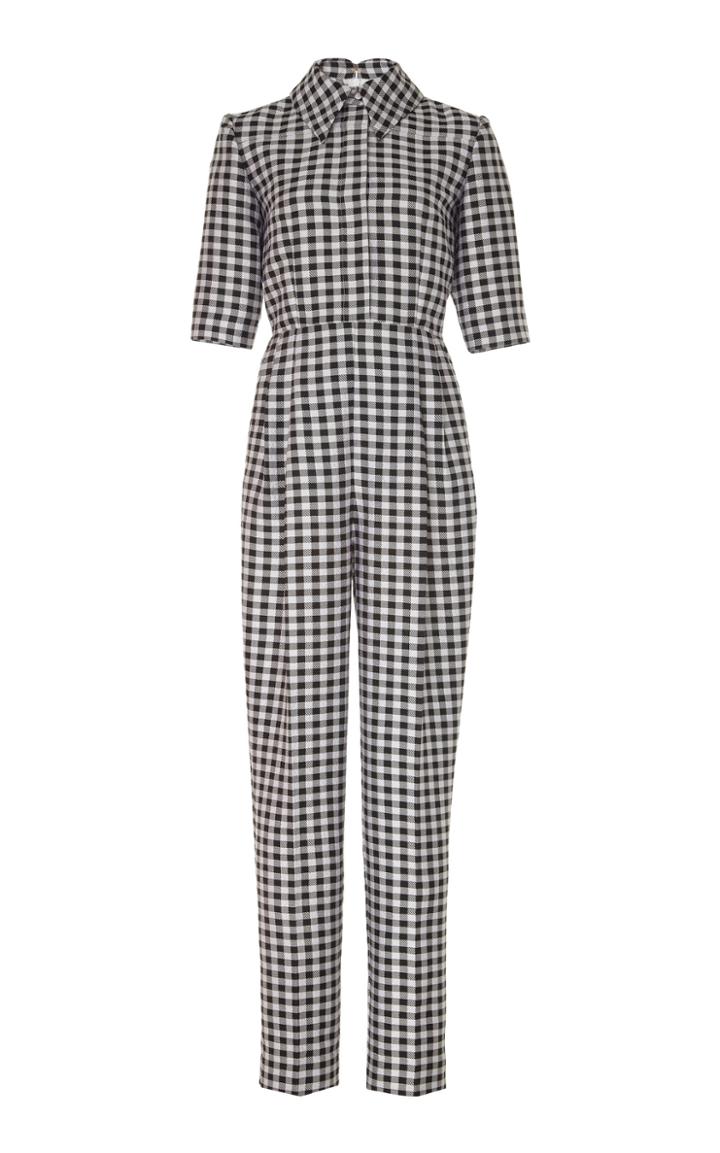 Emilia Wickstead Short Sleeve Gingham Jumpsuit