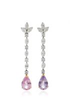 Bayco One-of-a-kind Pink & Purple Sapphire Diamond Earrings