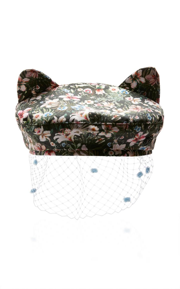 Maison Michel Billy Ears Veil Hawaii Print Hat