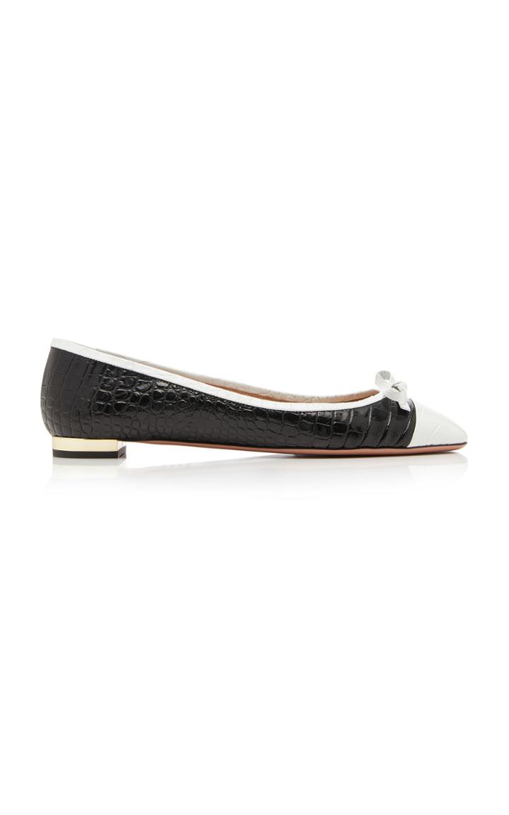 Aquazzura Moss Two-tone Croc-effect Leather Ballet Flats
