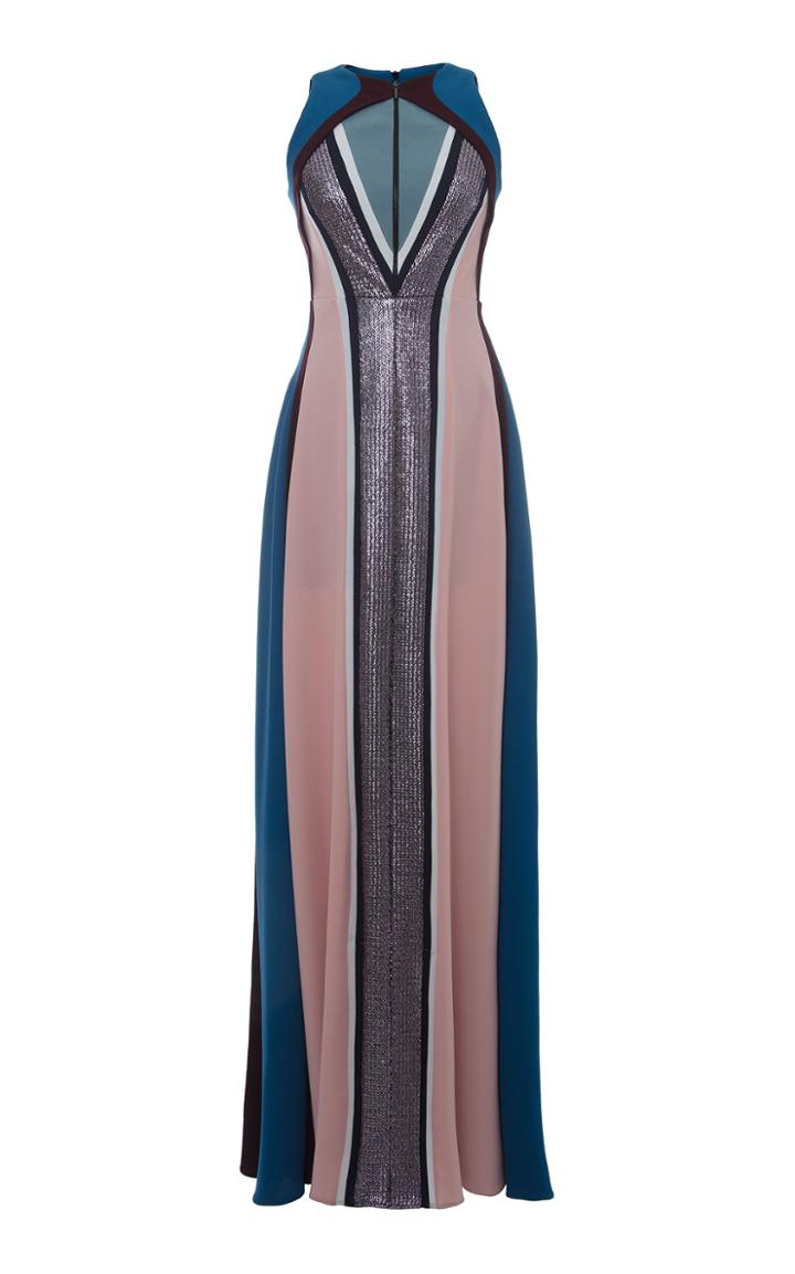 Hussein Bazaza Full Length Colorblock Dress