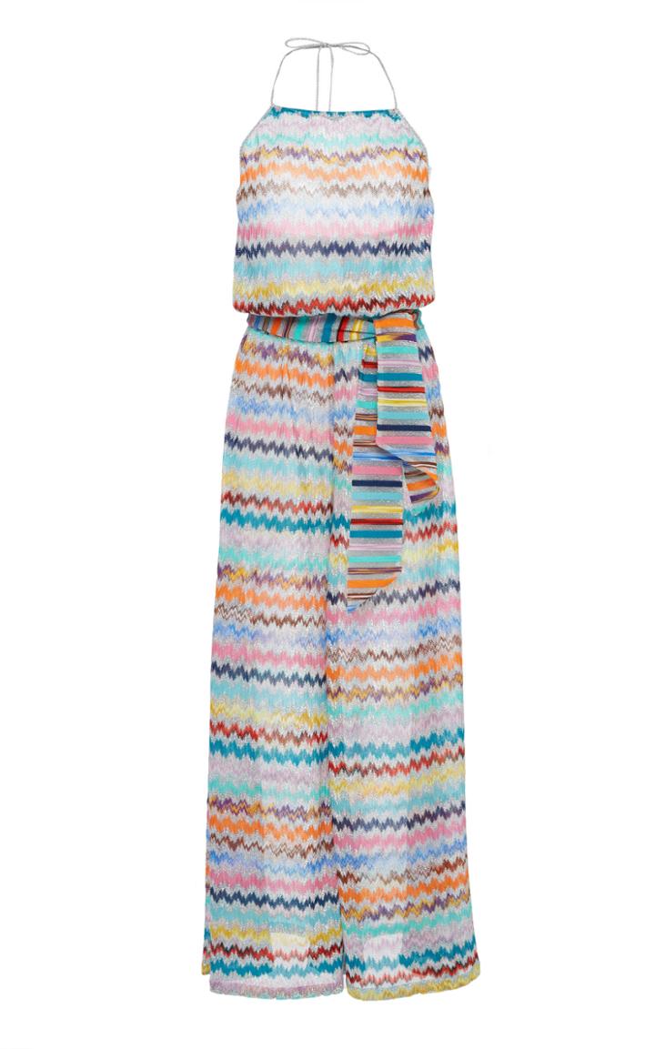 Missoni Mare Metallic Printed Apon Neck Belted Jumpsuit
