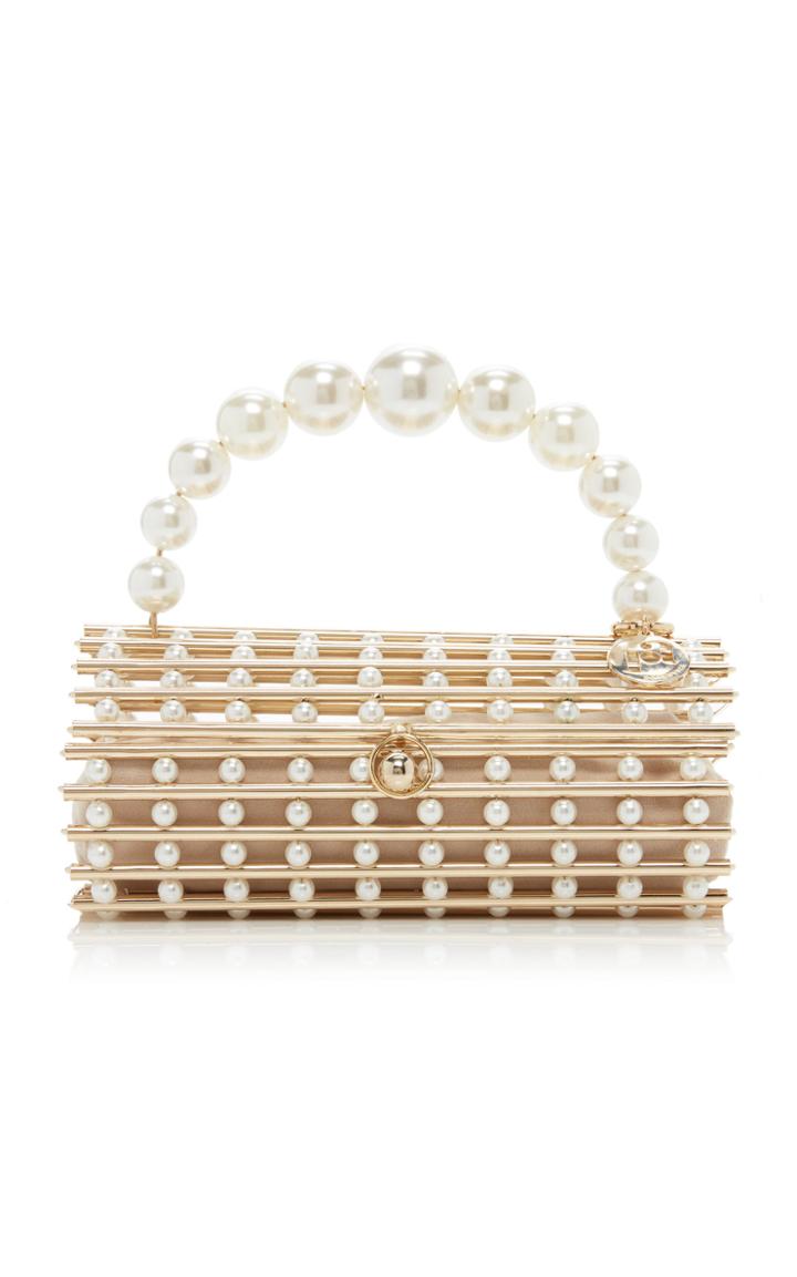 Rosantica Medea Pearl Embellished Brass Bag