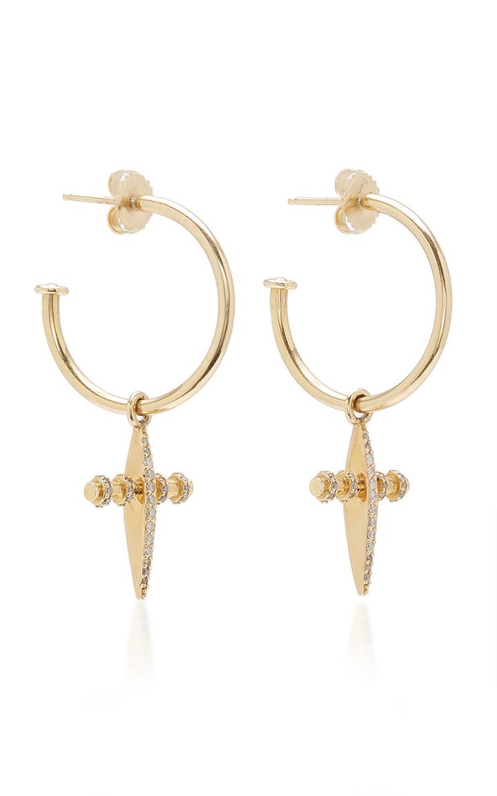 Sheryl Lowe 14k Gold Diamond Hoop Earrings