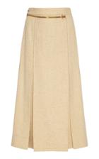 Victoria Beckham Pleated Mid-rise Cotton-linen Skirt