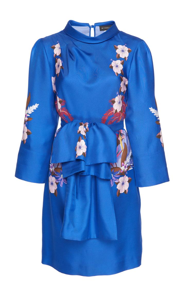 Etro Belted Printed Silk-satin Mini Dress