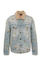 Moda Operandi Alanui Sherpa-lined Floral-embroidered Denim Jacket