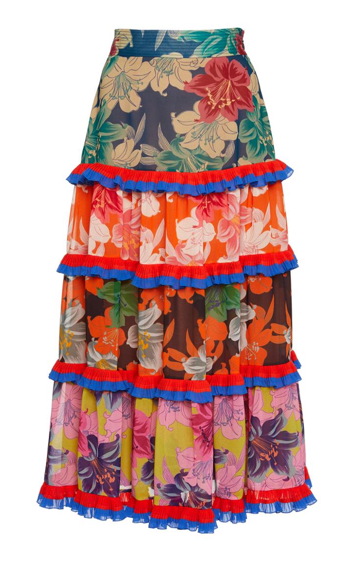 Etro Tiered Ruffle Satin Skirt