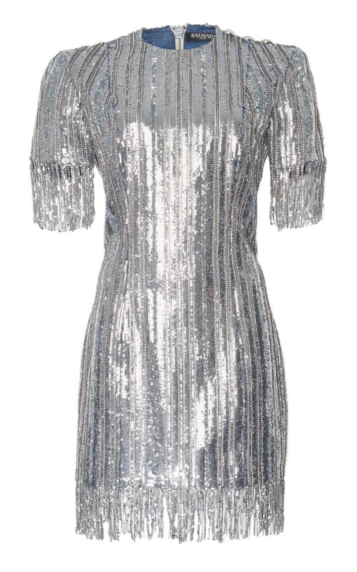 Balmain Sequin Fringe Embellished Dress