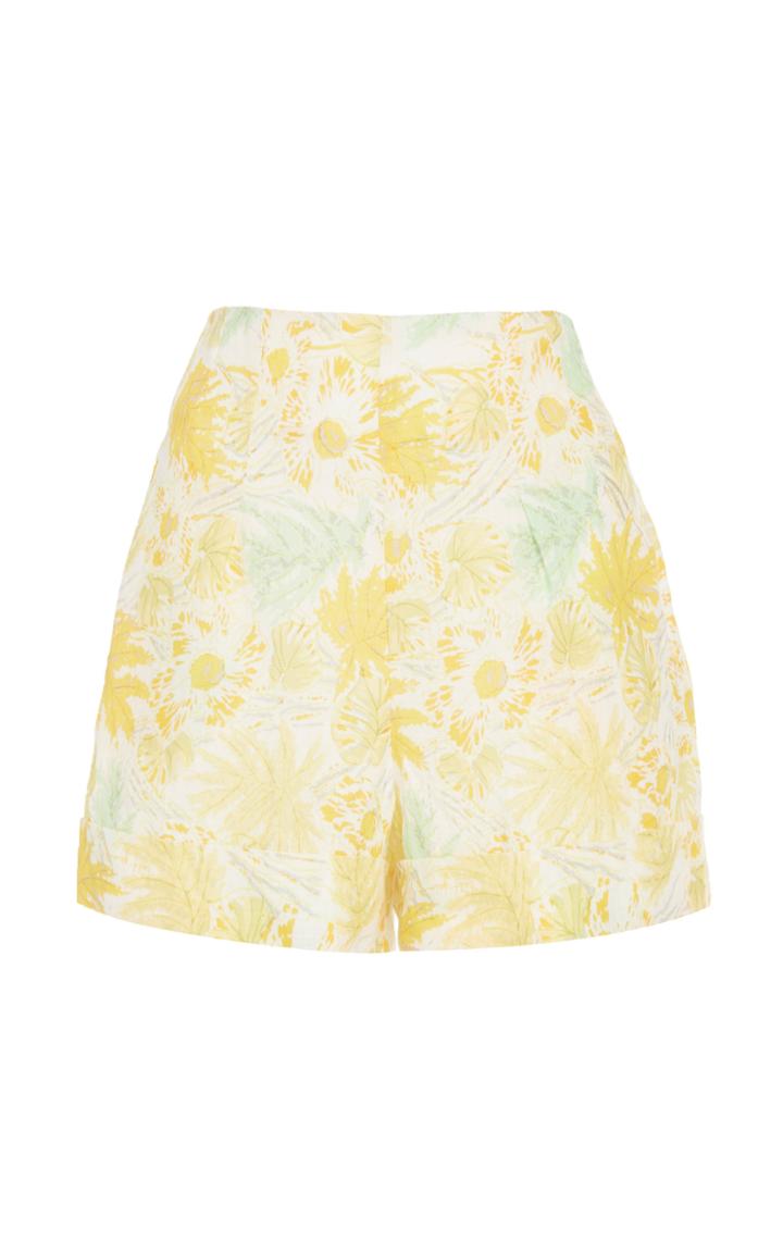 Cult Gaia Shadi Printed Linen Shorts