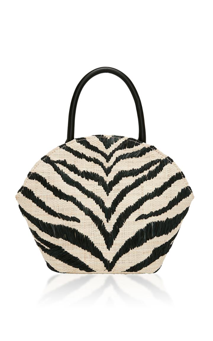 Loeffler Randall Aria Zebra Print Straw Bag