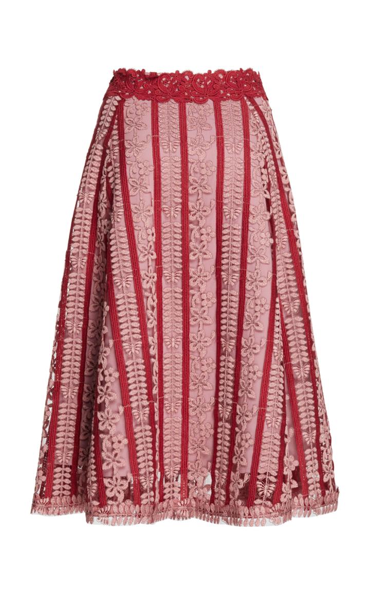 Luisa Beccaria Macrame Embroidered Skirt