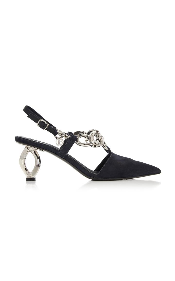 Balmain Natasha Suede Slingback Pumps