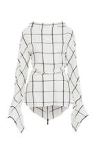 Maticevski Courageous Checked Bell Sleeve Blouse