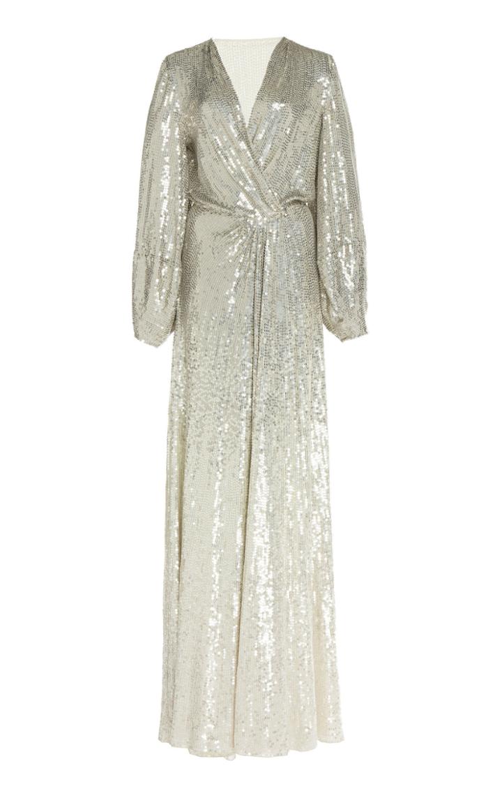 Jenny Packham Tasman Plunge Long Sleeve Gown