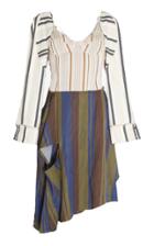 Jw Anderson Jersey Bodice Dress With Woven Stripe Sleeves