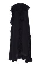 Victoria Beckham Asymmetric Ruffle-front Crepe Dress