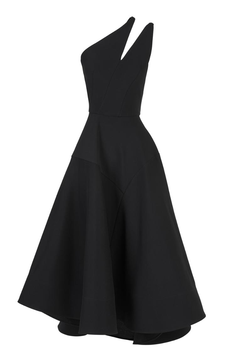 Maticevski Meteor Flared One-shoulder Crepe Dress