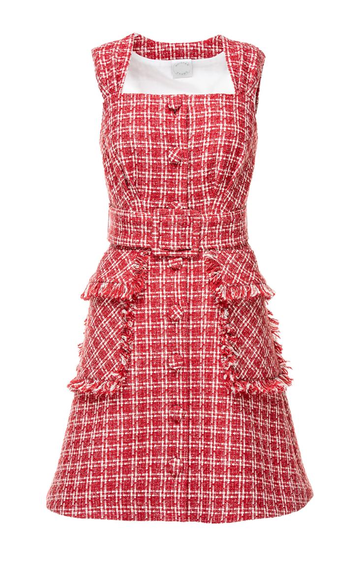 Moda Operandi Huishan Zhang Charlotte Belted Fringed Tweed Mini Dress