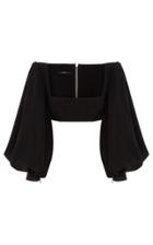 Moda Operandi Alex Perry Bane Stretch Crepe Portrait Balloon Sleeve Crop Top