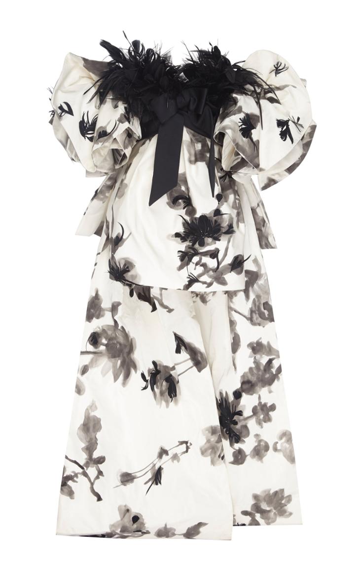 Marc Jacobs Floral-print Feather-detailed Silk Mini Dress