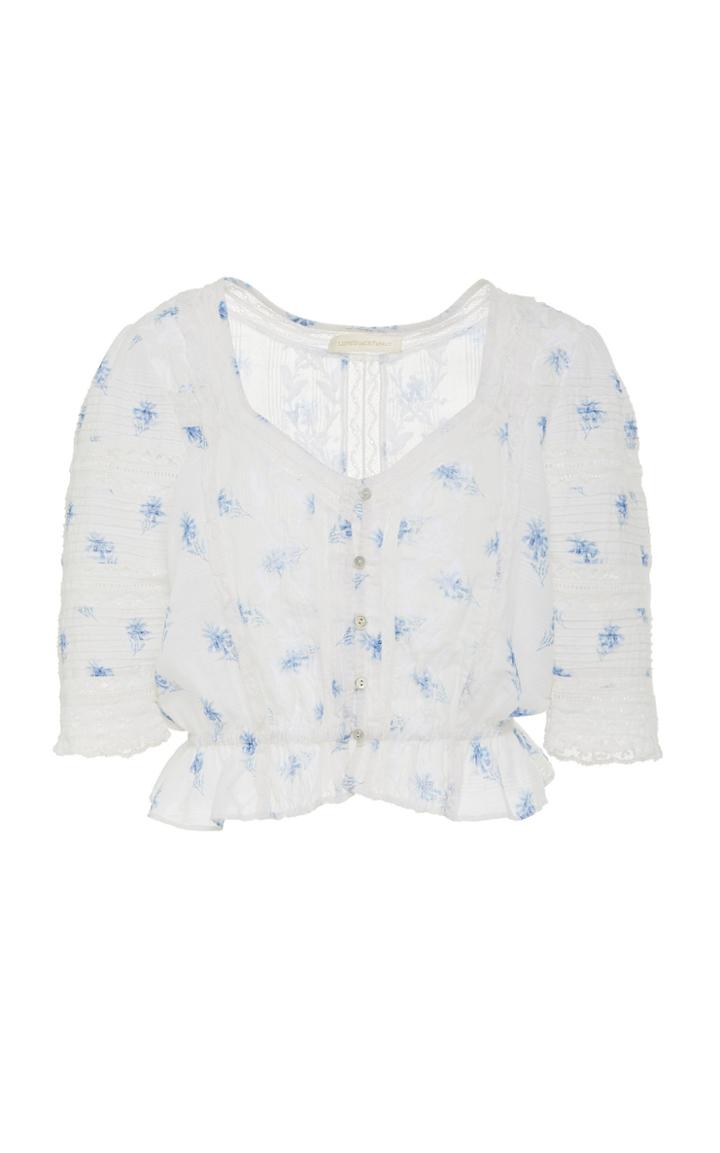 Loveshackfancy Sabrina Floral-print Cotton Top