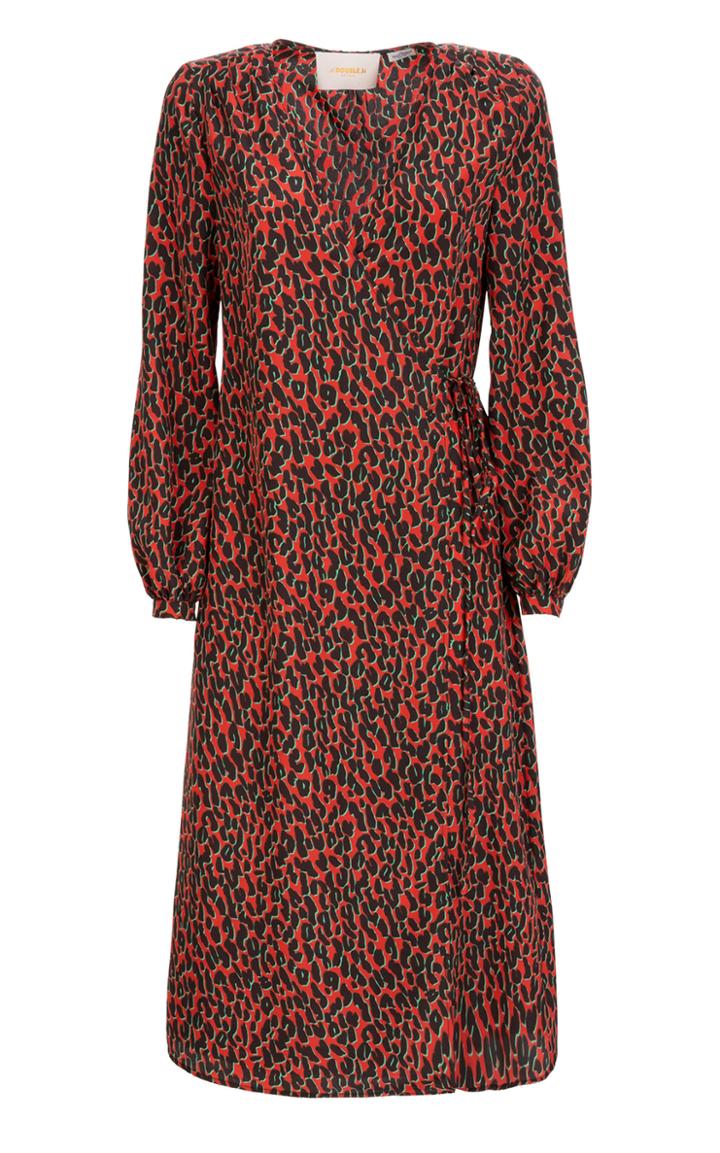 La Doublej Wrap-effect Belted Midi Animal Print Dress